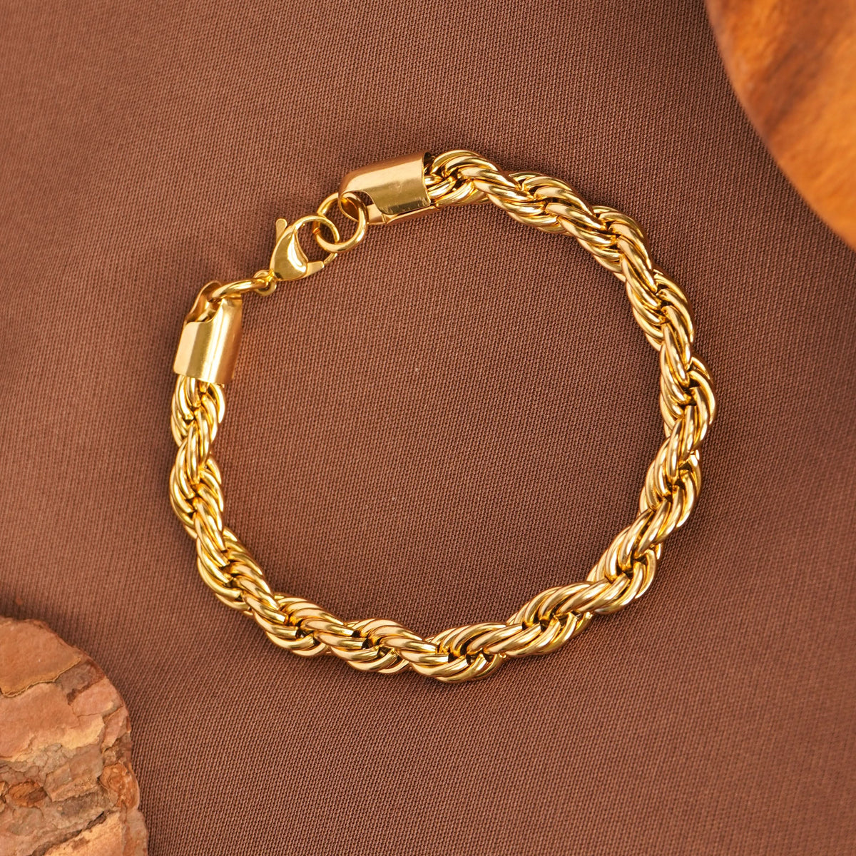 Aurelia Rope Luxe Chain Bracelet - gold plated twisted rope chain bracelet for women - view 3
