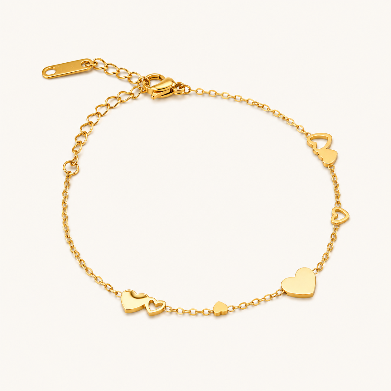 Aurelia Sweet Heart Bracelet - gold plated heart charm bracelet for women - view 2