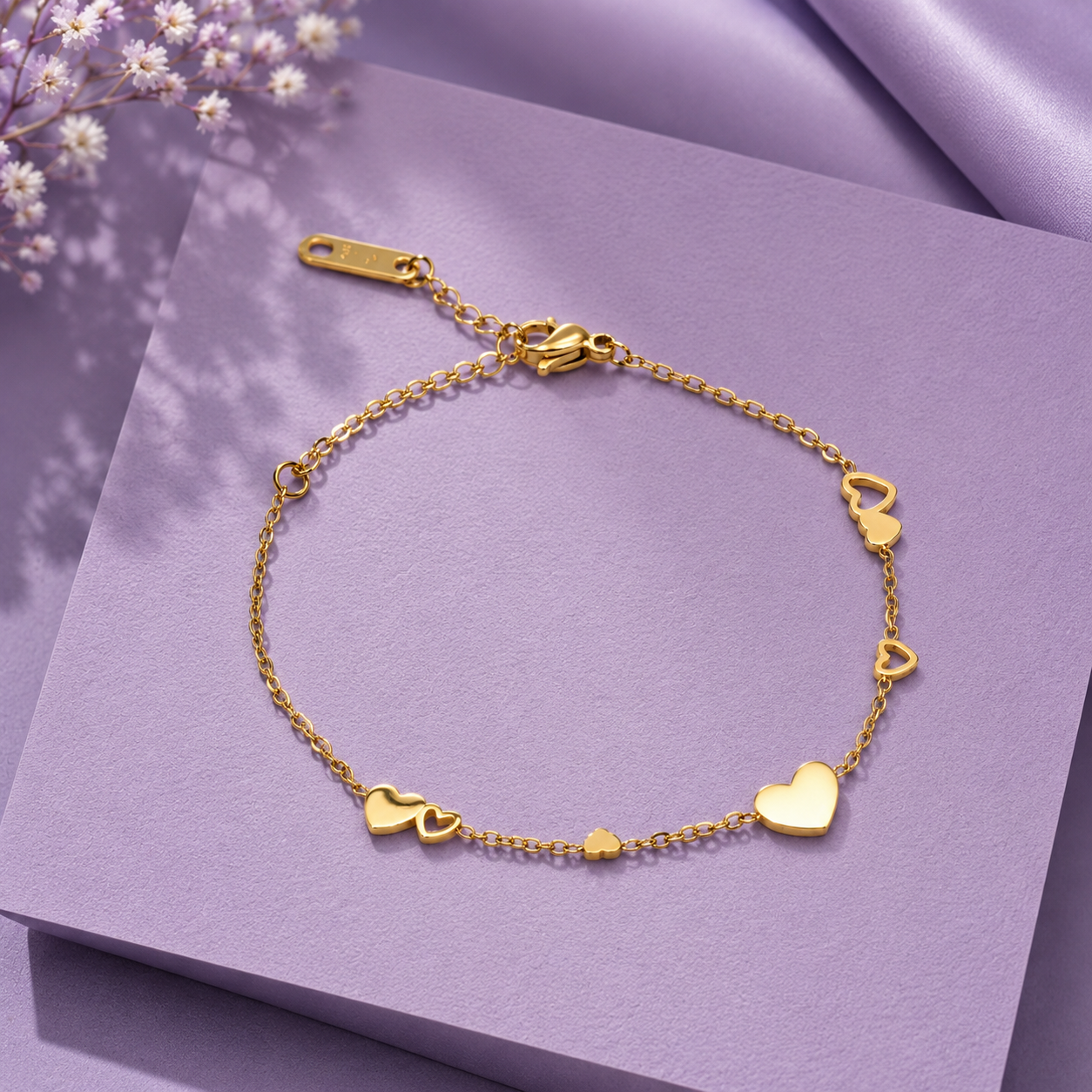 Aurelia Sweet Heart Bracelet - gold plated heart charm bracelet for women - view 4