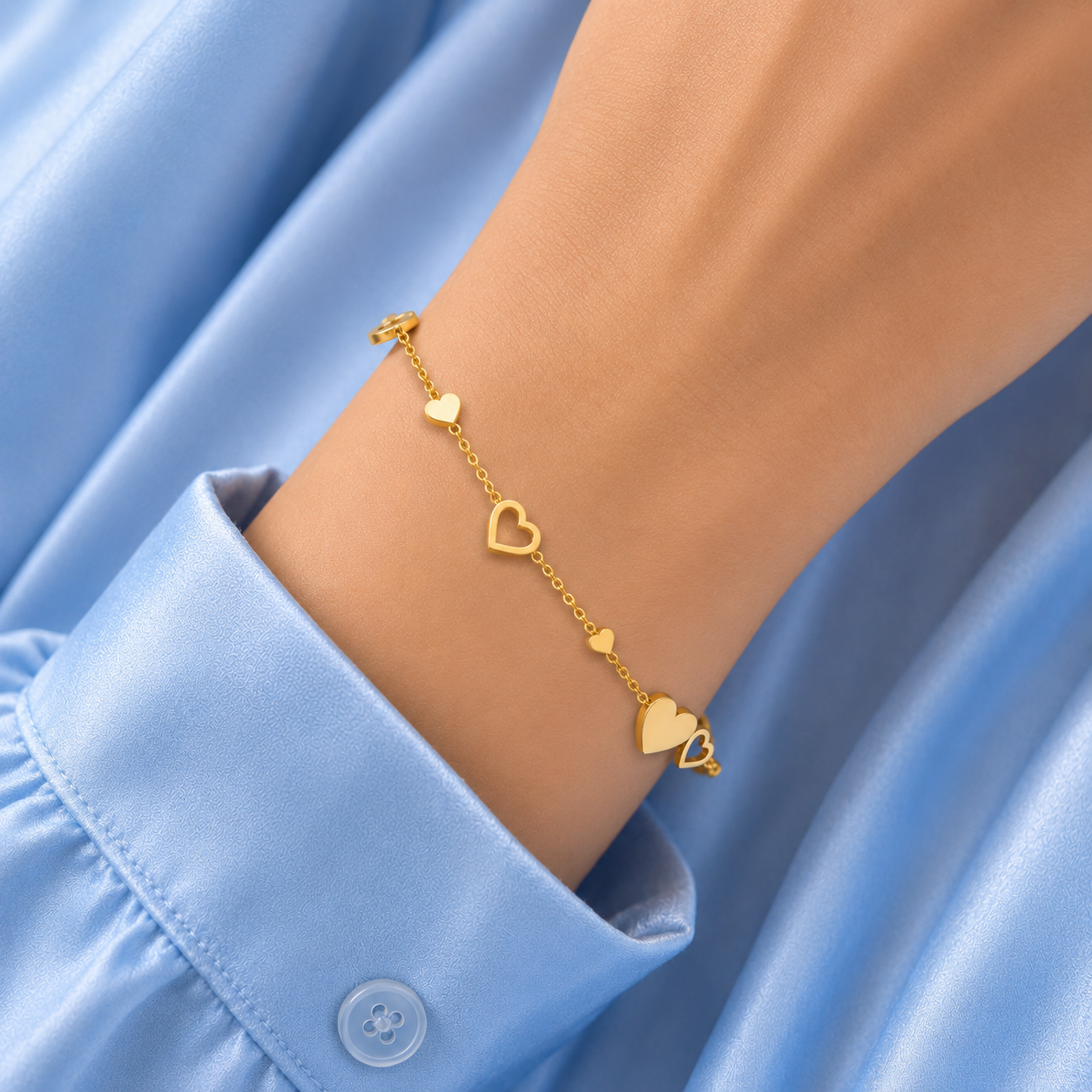 Aurelia Sweet Heart Bracelet - gold plated heart charm bracelet for women