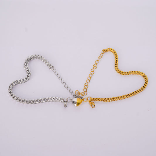 Aurelia Unity Heart Bracelet Set - two-tone matching heart bracelets for couples