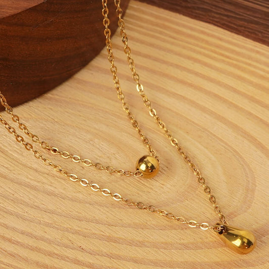 Aurelian Droplet Tier Layered Necklace - gold plated pre-layered necklace for women - view 4