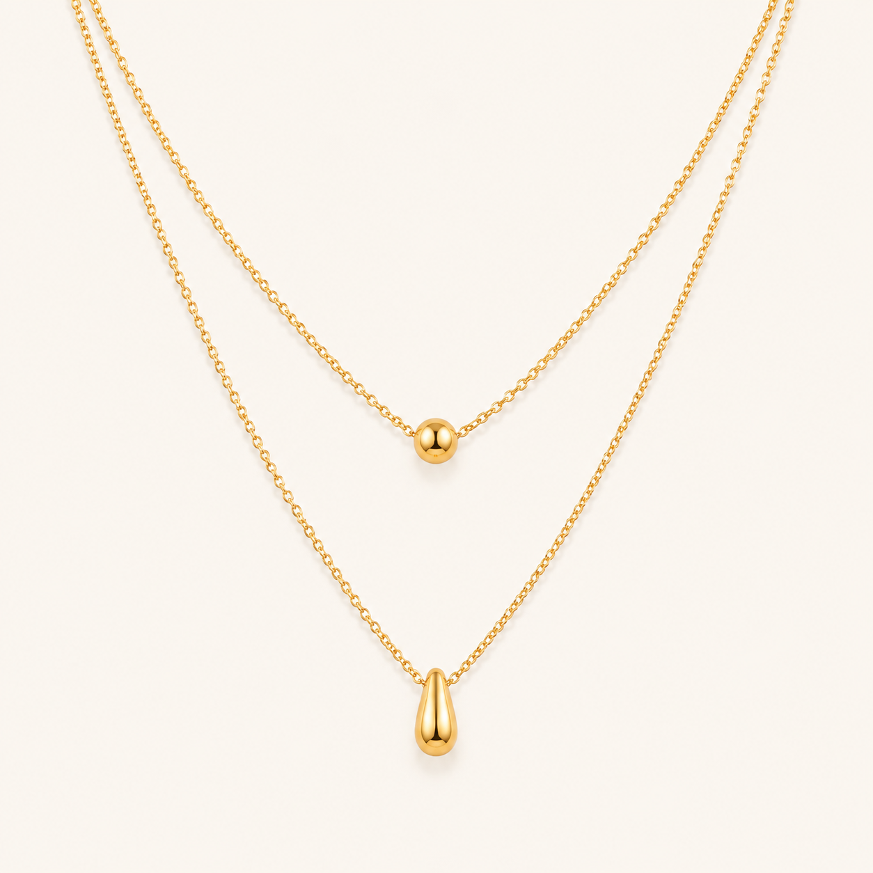 Aurelian Droplet Tier Layered Necklace - gold plated pre-layered necklace for women