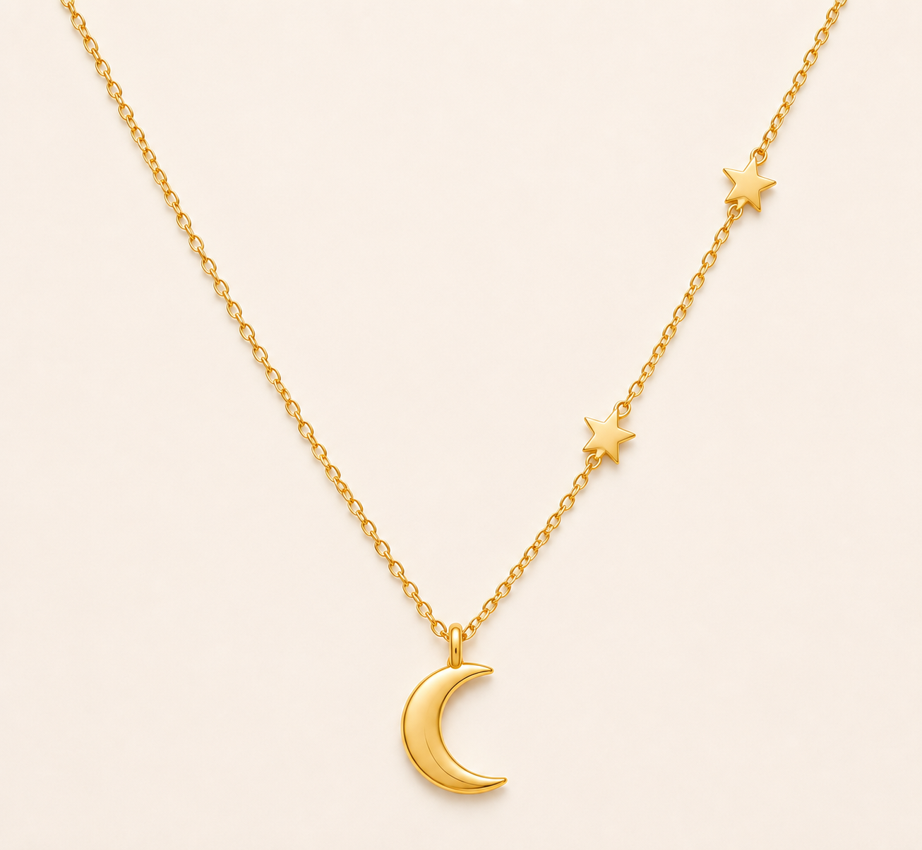 Aurelian Lunar Helix Star Moon Necklace - gold plated star and moon necklace for women