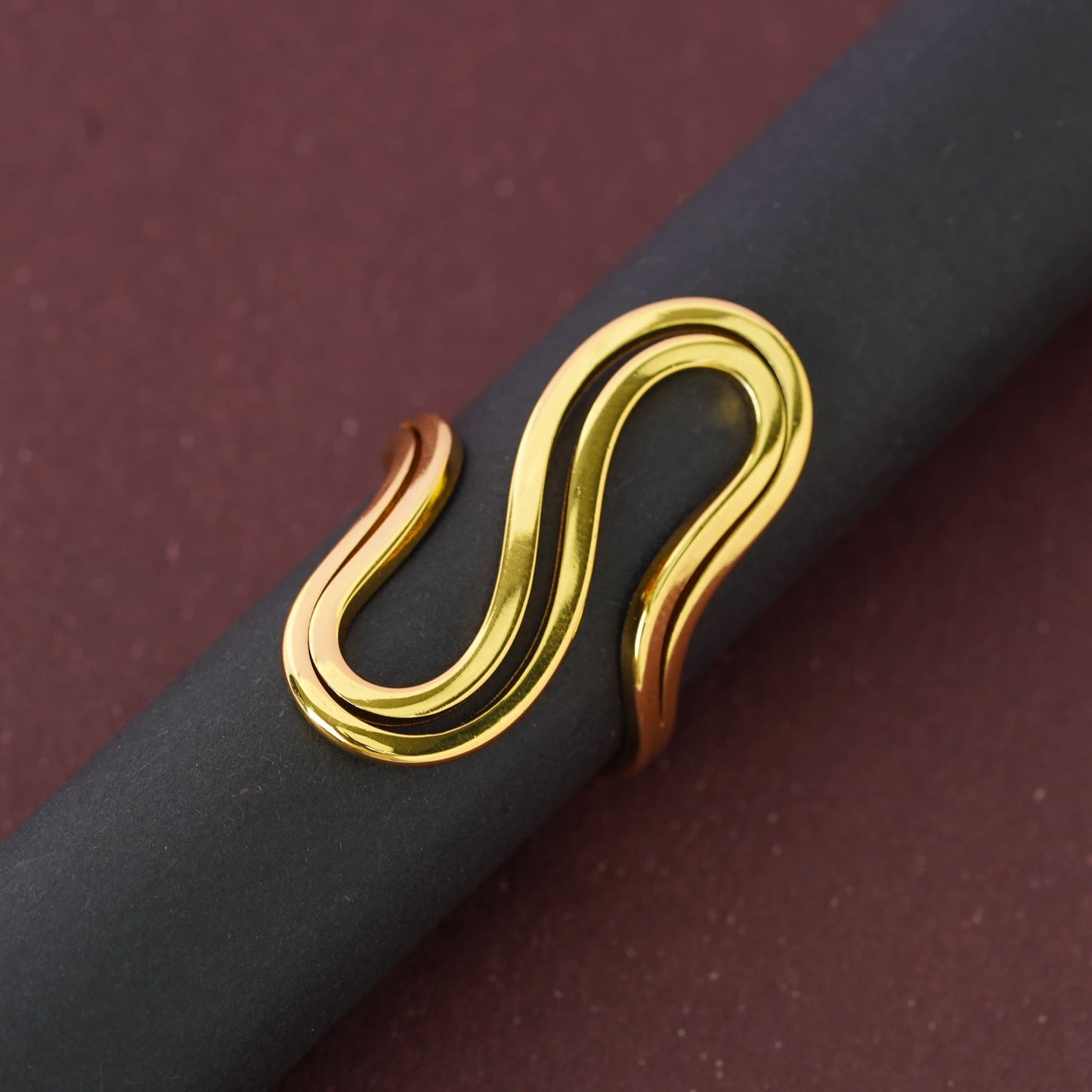 Aurelian Sine Wave Bypass Ring - gold plated S-curve bypass ring for women - view 5