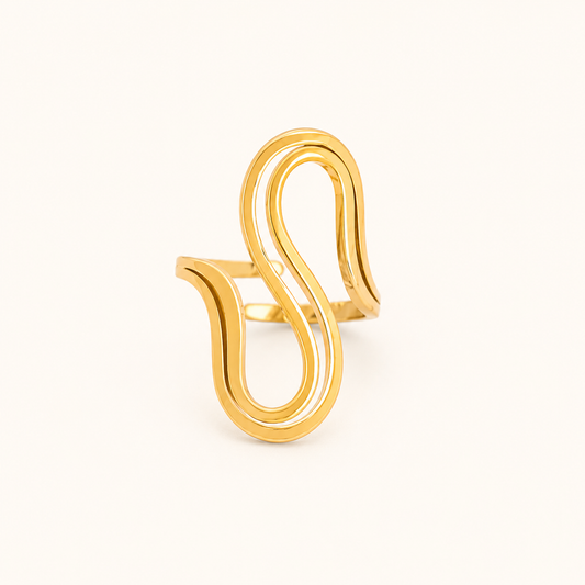 Aurelian Sine Wave Bypass Ring - gold plated S-curve bypass ring for women