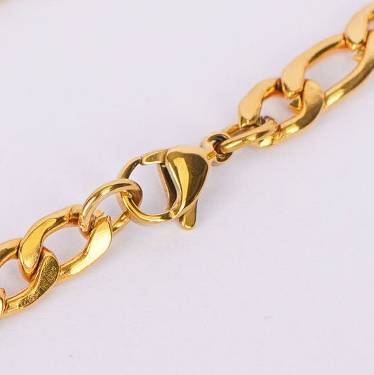 Aurex Figaro Luxe Chain Bracelet - gold plated figaro link chain bracelet for men and women - view 2