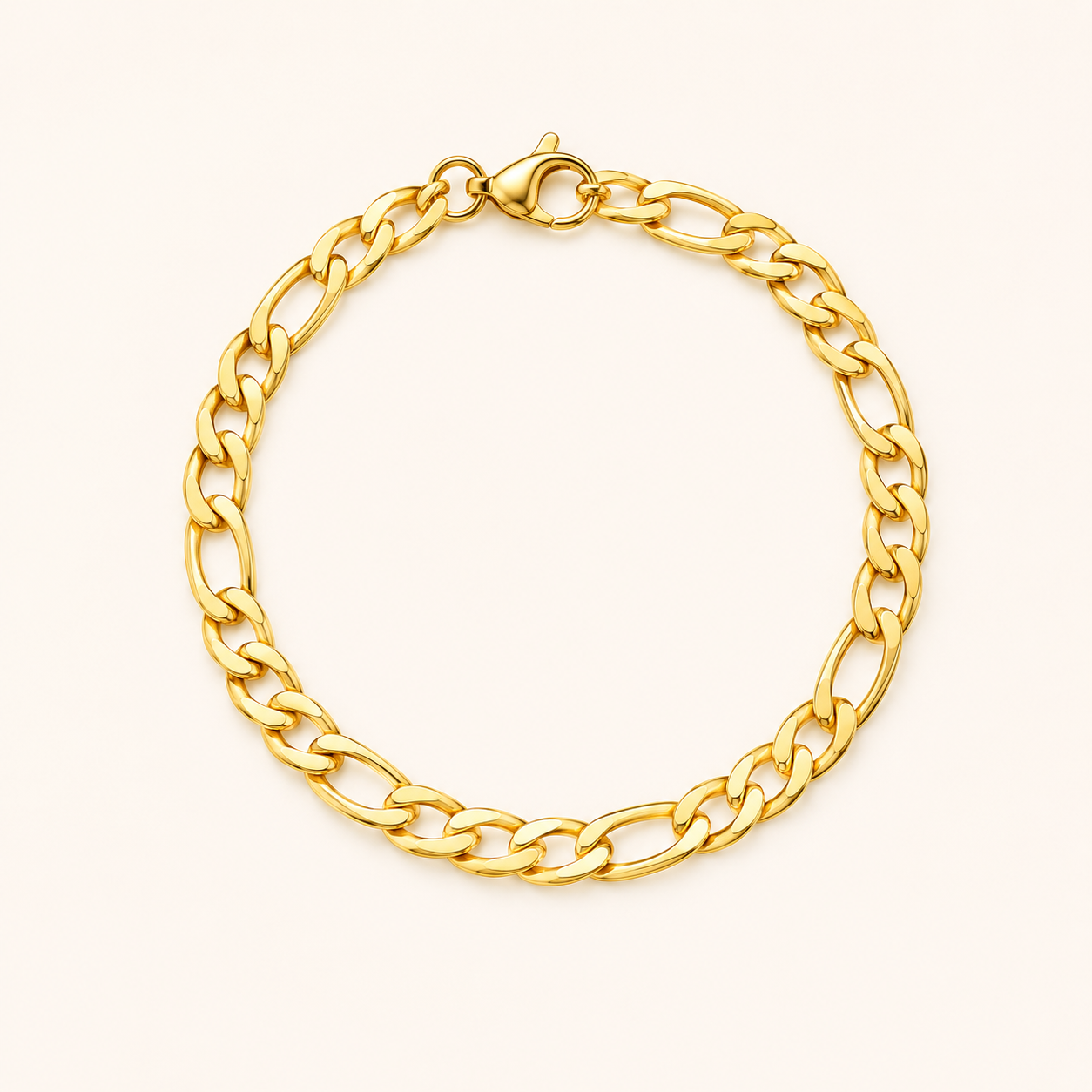 Aurex Figaro Luxe Chain Bracelet - gold plated figaro link chain bracelet for men and women