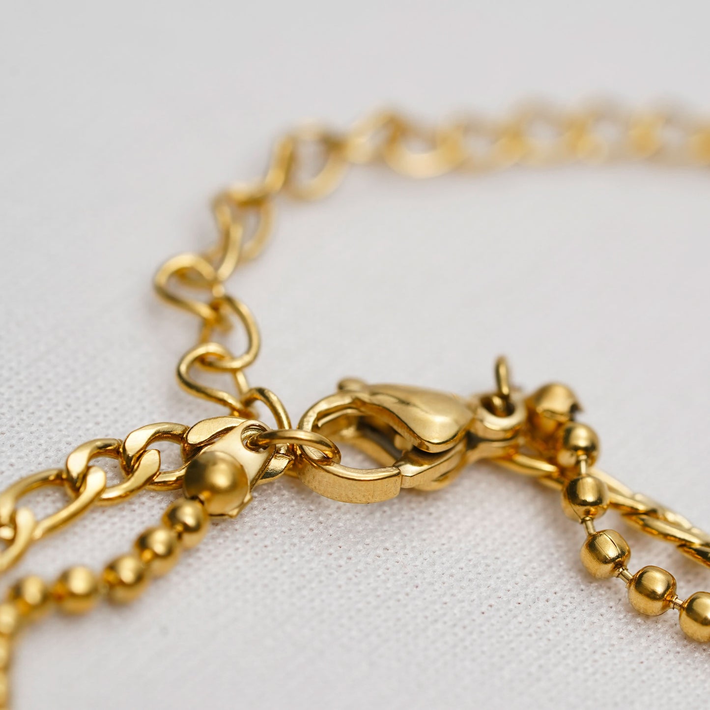 Azure Bow Charm Strand Bracelet - gold plated layered charm bracelet for women - view 4