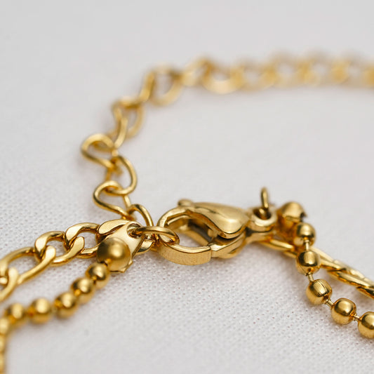 Azure Bow Charm Strand Bracelet - gold plated layered charm bracelet for women - view 4