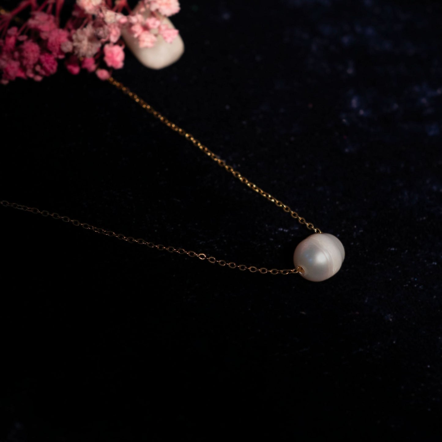 Baroque Pearl Style Gold Necklace - gold plated baroque pearl necklace for women - view 5