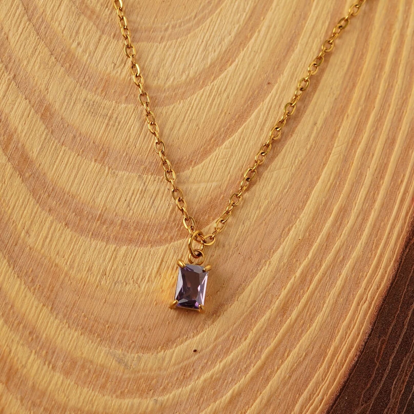 Birthstone Grace Crystal Pendant Necklace - gold plated birthstone crystal necklace for women - view 3