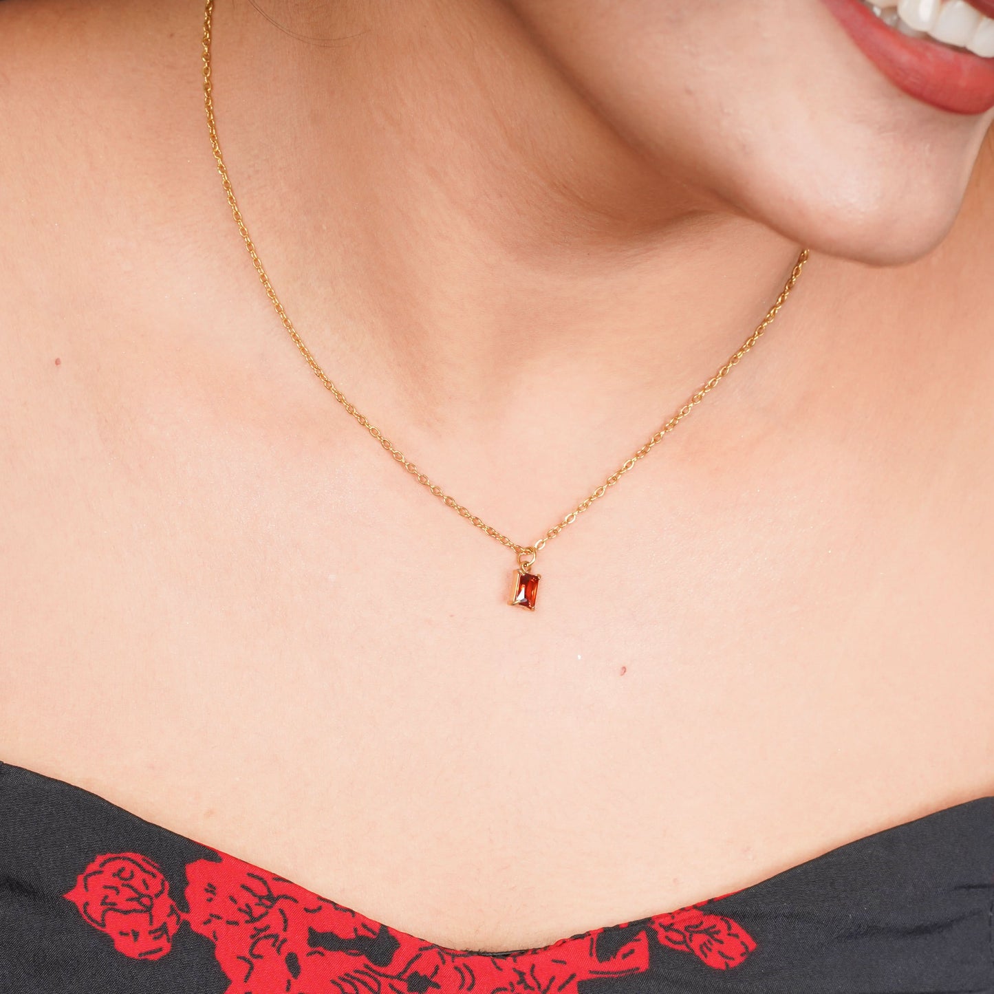Birthstone Grace Crystal Pendant Necklace - gold plated birthstone crystal necklace for women - view 8