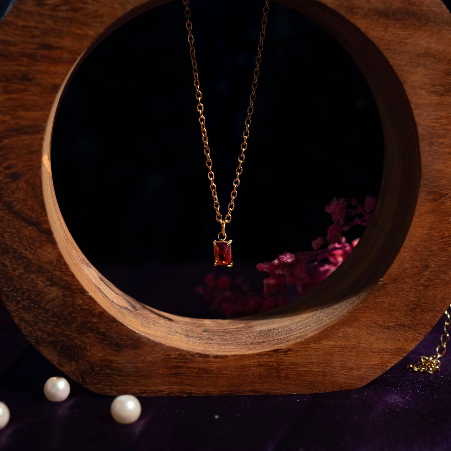 Birthstone Grace Crystal Pendant Necklace - gold plated birthstone crystal necklace for women - view 9