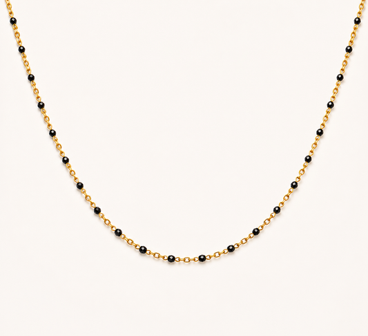Black Geometric Gold Accent Necklace - gold plated black geometric pendant necklace for women