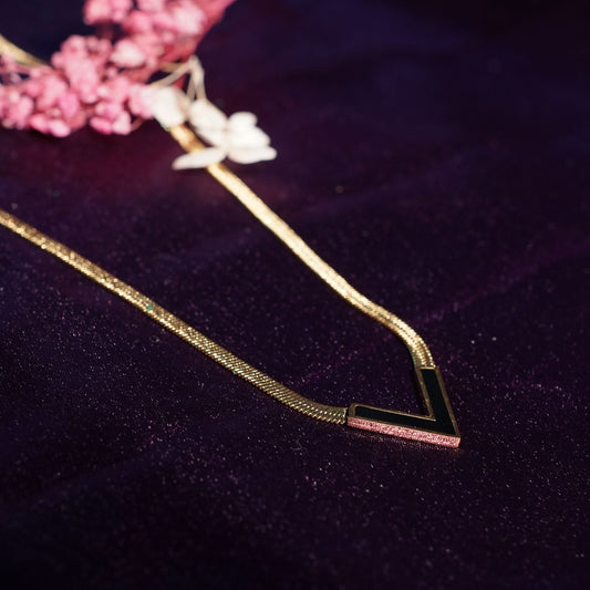 Black Onyx Chevron Necklace - gold plated black onyx chevron necklace for women - view 4