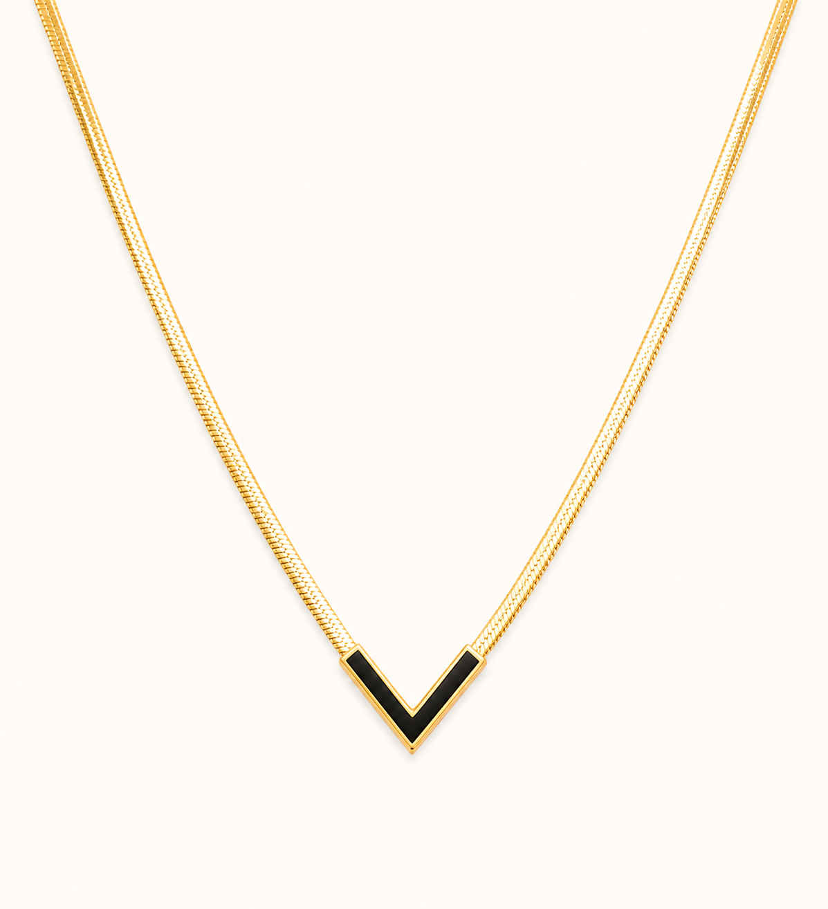 Black Onyx Chevron Necklace - gold plated black onyx chevron necklace for women