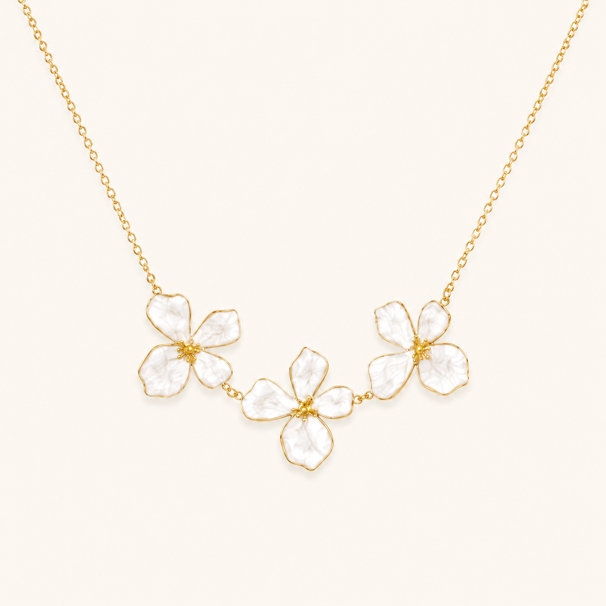 Blooming Pearl Charm Necklace - gold plated floral pearl charm necklace for women