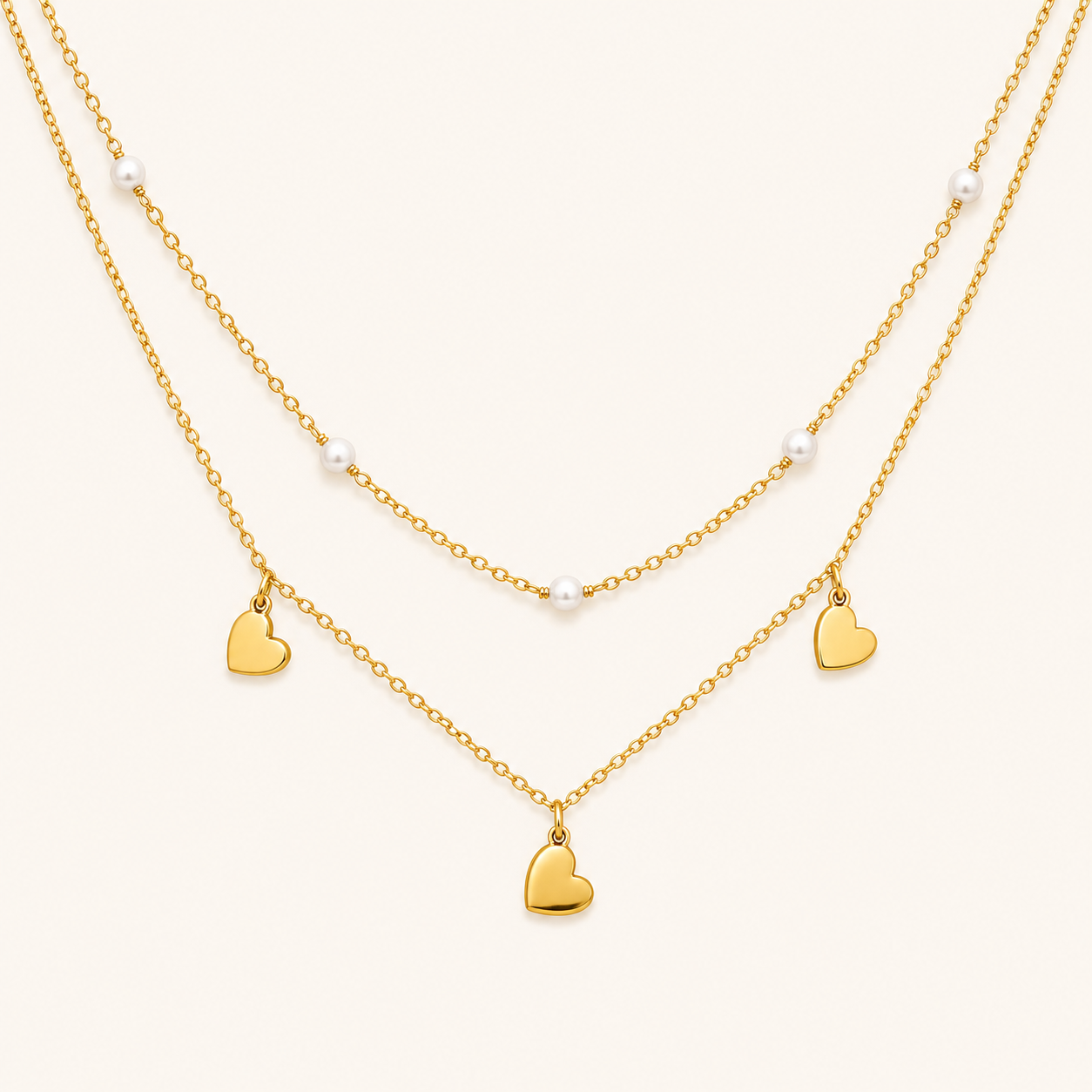 Blush Heart Luxe Necklace and Earrings Set - gold plated blush heart jewellery set for women