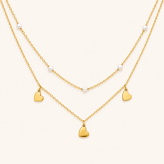 Blush Heart Luxe Necklace and Earrings Set - gold plated blush heart jewellery set for women