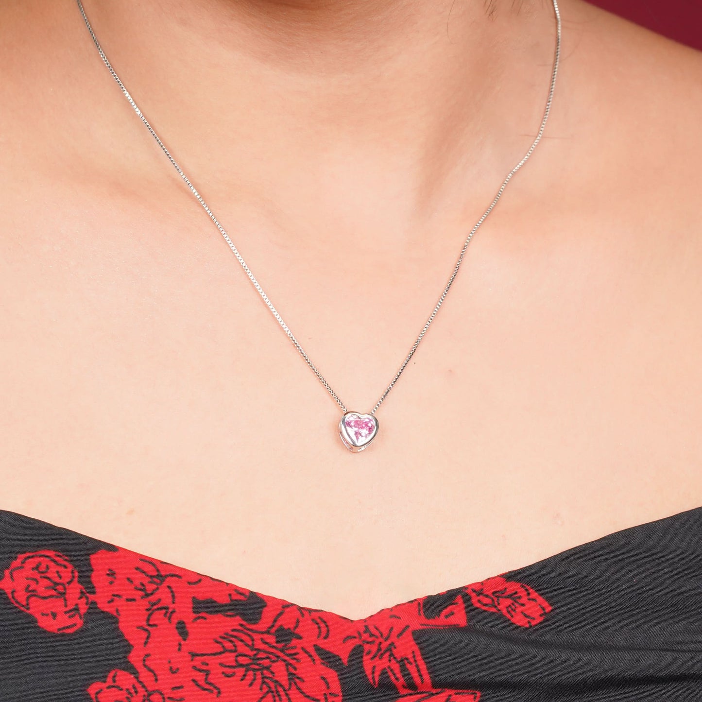 Blush Heart Zircon Necklace - gold plated blush heart zircon necklace for women - view 2
