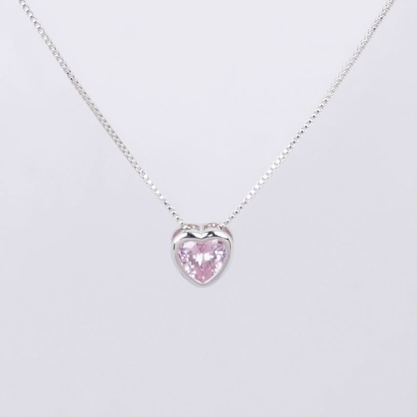 Blush Heart Zircon Necklace - gold plated blush heart zircon necklace for women - view 3