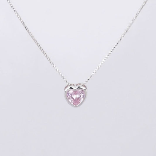 Blush Heart Zircon Necklace - gold plated blush heart zircon necklace for women - view 3