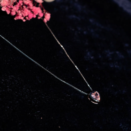 Blush Heart Zircon Necklace - gold plated blush heart zircon necklace for women - view 5