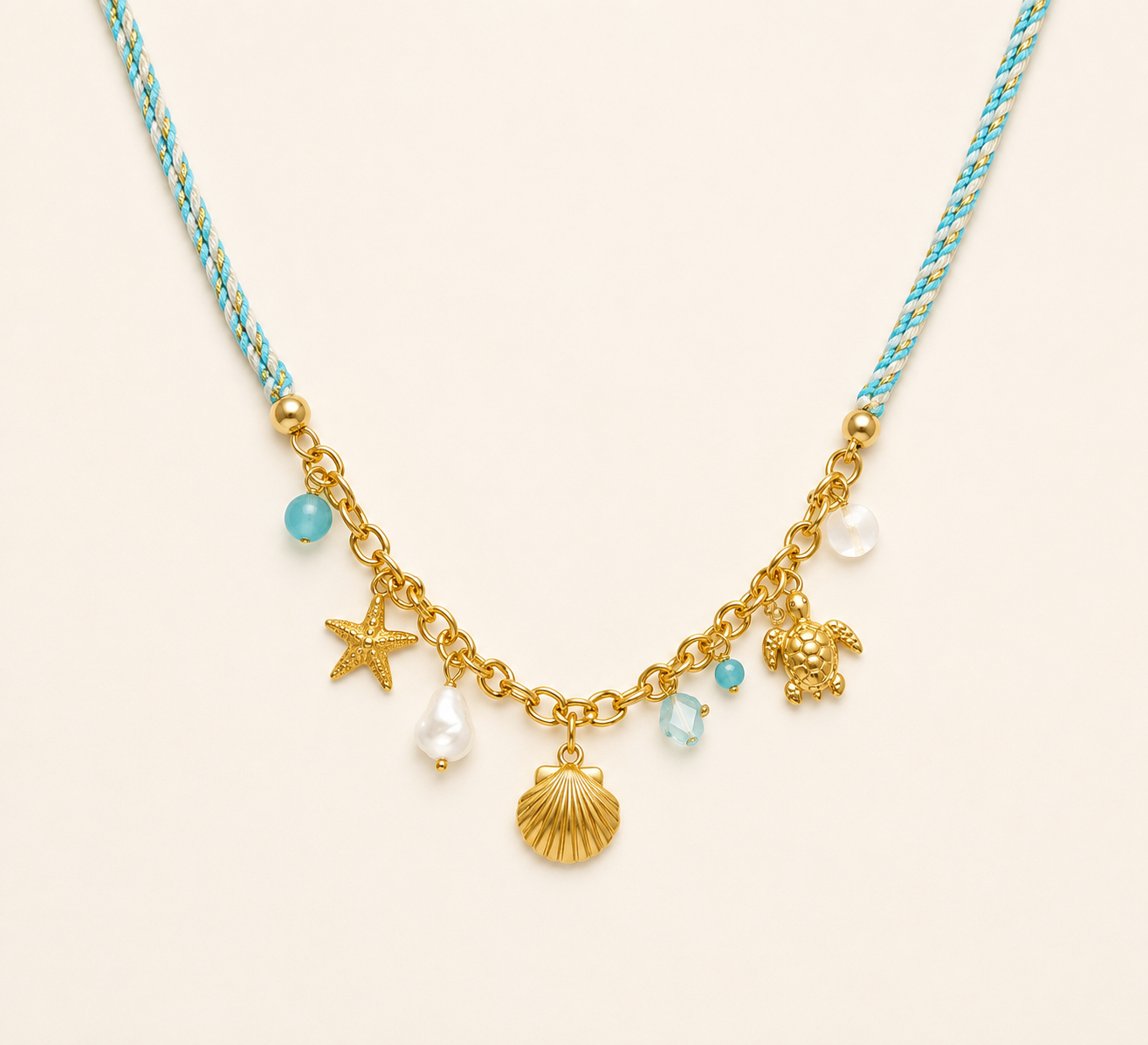 Bohemian Ocean Charm Necklace - gold plated ocean charm necklace for women