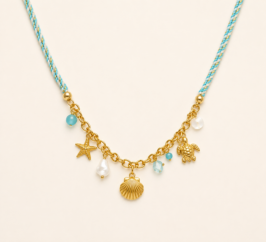 Bohemian Ocean Charm Necklace - gold plated ocean charm necklace for women