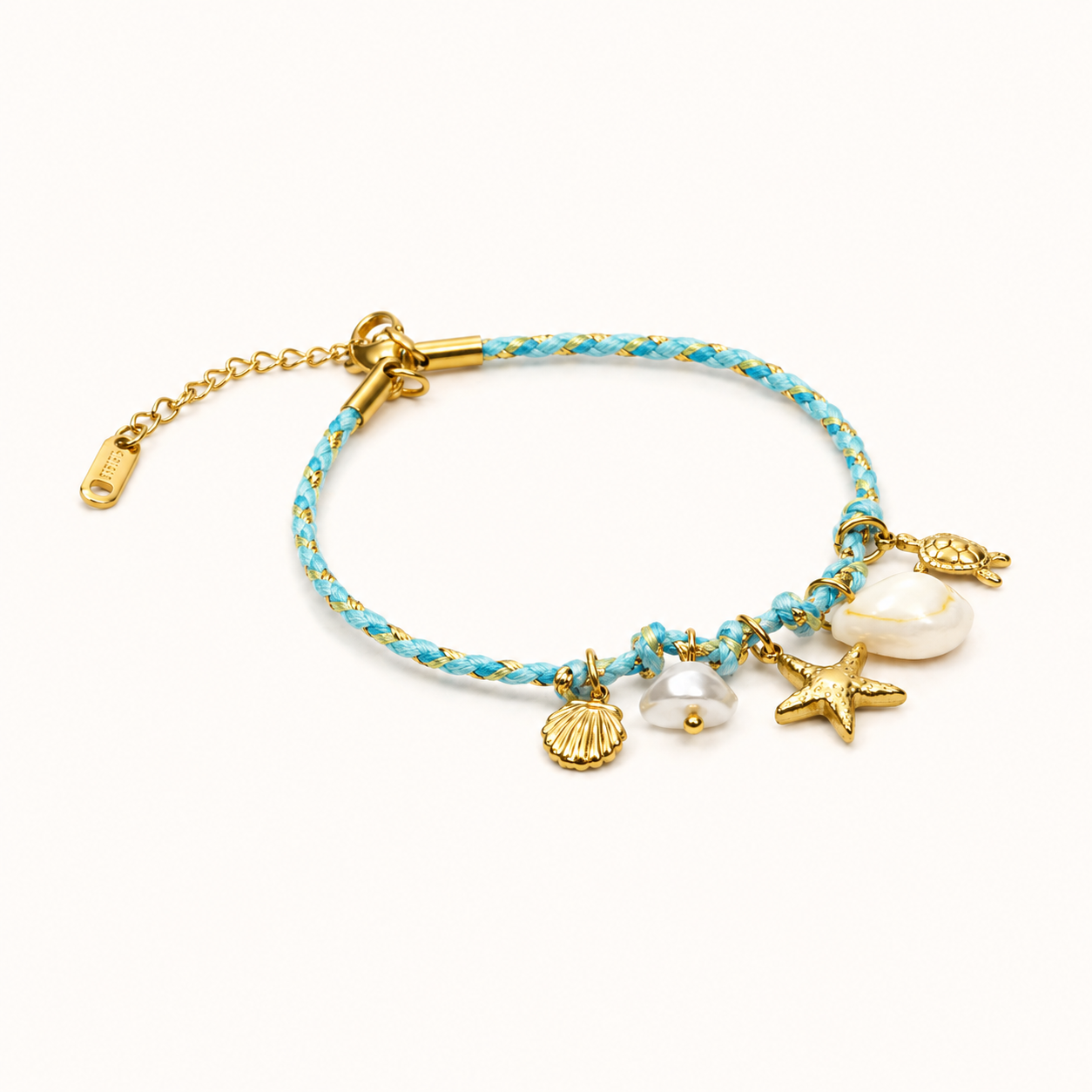 Boho Ocean Breeze Bracelet - ceramic ocean pendant woven bracelet for women - view 2