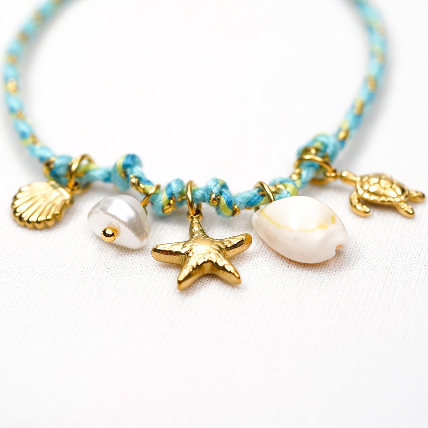 Boho Ocean Breeze Bracelet - ceramic ocean pendant woven bracelet for women - view 3