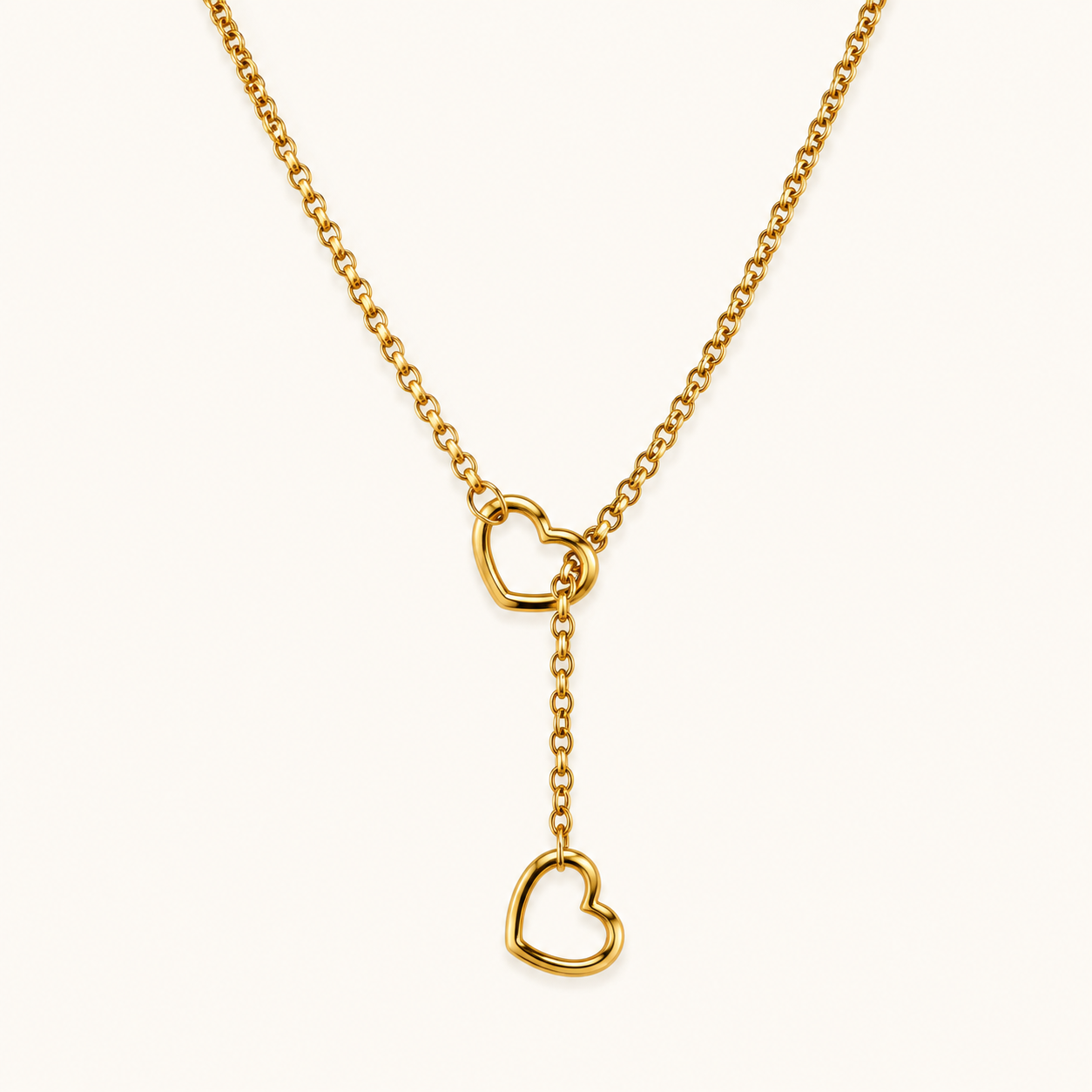 Bold Heart Link Necklace - gold plated heart link chain necklace for women