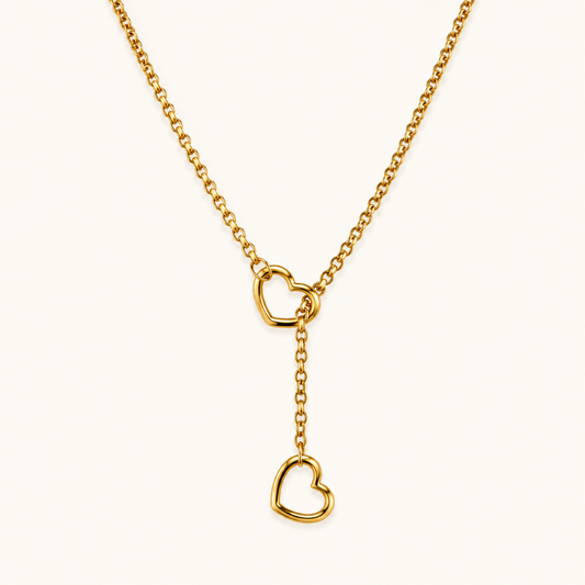 Bold Heart Link Necklace - gold plated heart link chain necklace for women