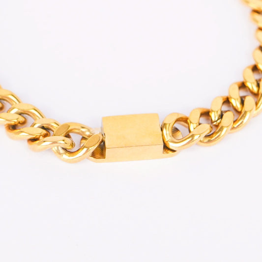 Bold Link Gold Bracelet - gold plated chunky link chain bracelet for women - view 2