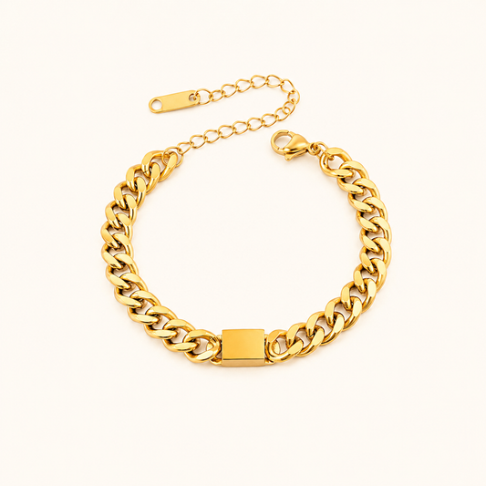 Bold Link Gold Bracelet - gold plated chunky link chain bracelet for women