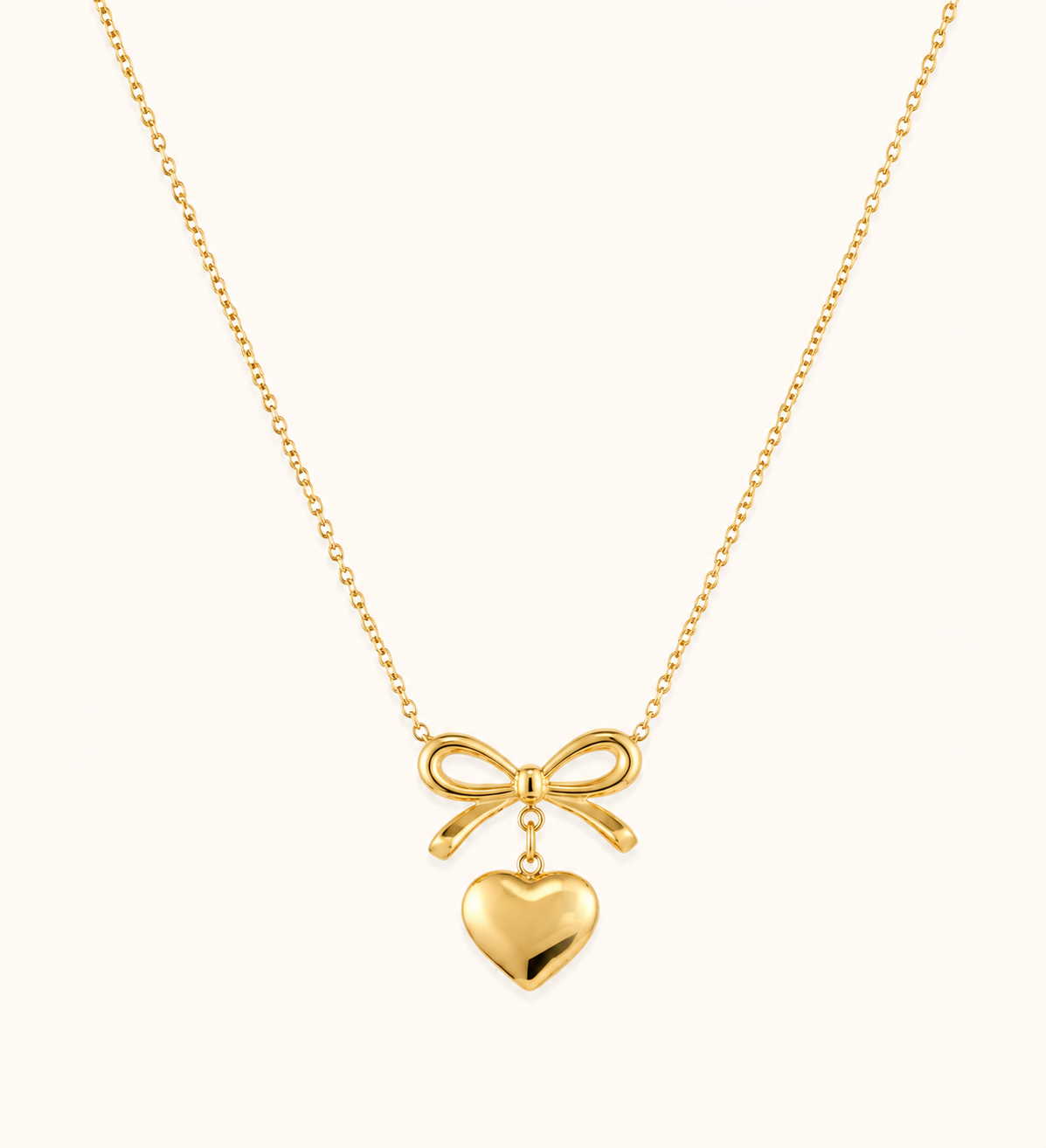 Bow Knot Heart Pendant Necklace - gold plated bow knot heart pendant necklace for women