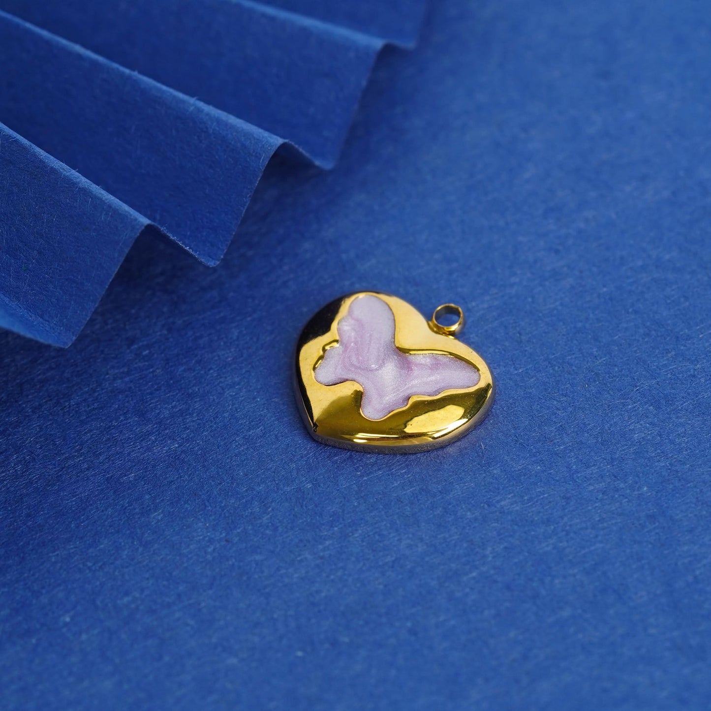 Butterfly Heart Gold Pendant Necklace - gold plated butterfly heart pendant necklace for women - view 2