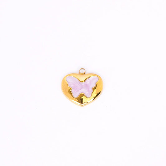 Butterfly Heart Gold Pendant Necklace - gold plated butterfly heart pendant necklace for women