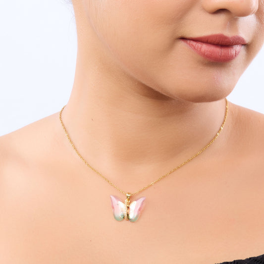 Butterfly Sparkle Crystal Pendant Necklace - gold plated sparkle crystal butterfly necklace for women - view 2