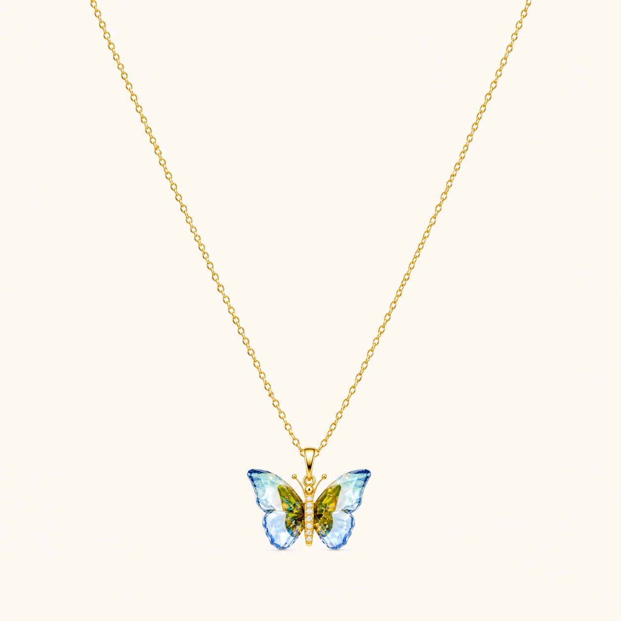 Butterfly Sparkle Crystal Pendant Necklace - gold plated sparkle crystal butterfly necklace for women