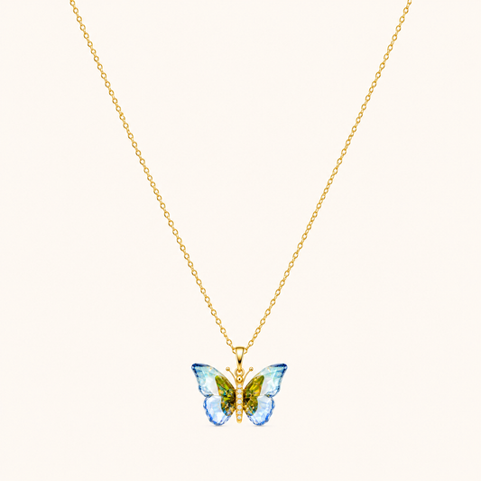 Butterfly Sparkle Crystal Pendant Necklace - gold plated sparkle crystal butterfly necklace for women