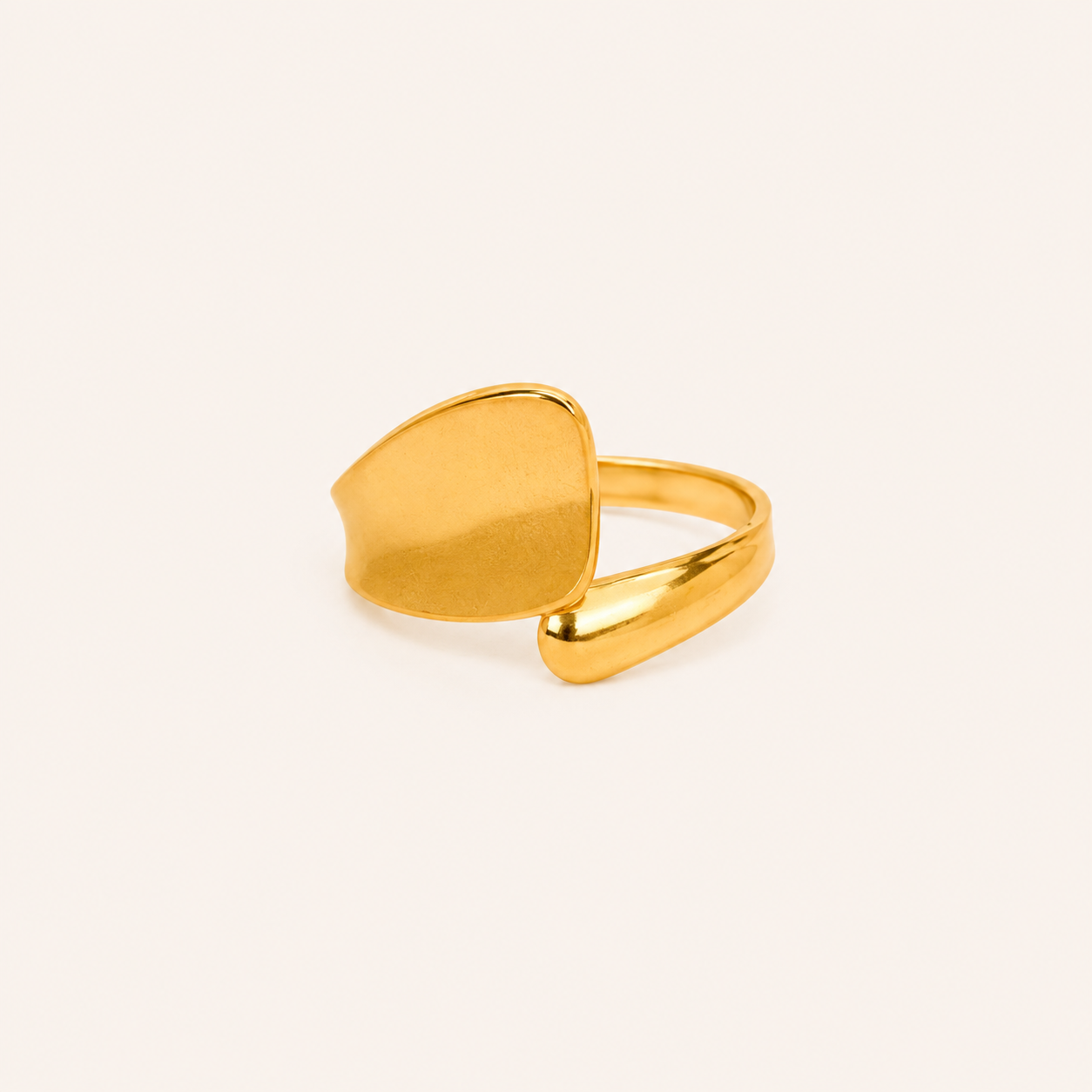 Bypass Wide Leaf Band Ring - gold plated wide leaf bypass ring for women