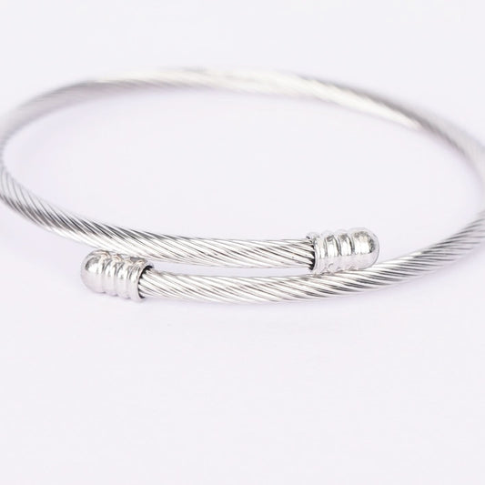 Cable Twist Open Cuff Bangle - silver plated twisted cable cuff bangle for women - view 2