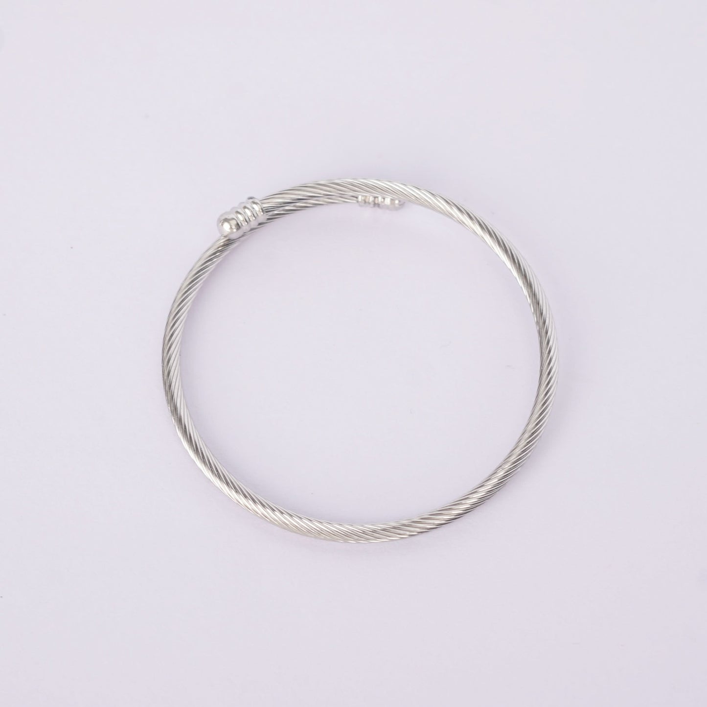 Cable Twist Open Cuff Bangle - silver plated twisted cable cuff bangle for women