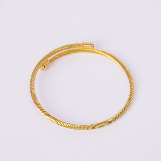 Cable Twist Round Gold Bangle - gold plated twisted cable round bangle for women - view 2