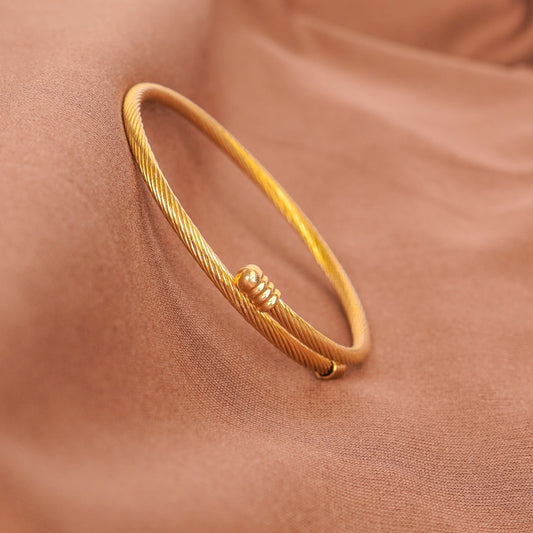 Cable Twist Round Gold Bangle - gold plated twisted cable round bangle for women - view 4