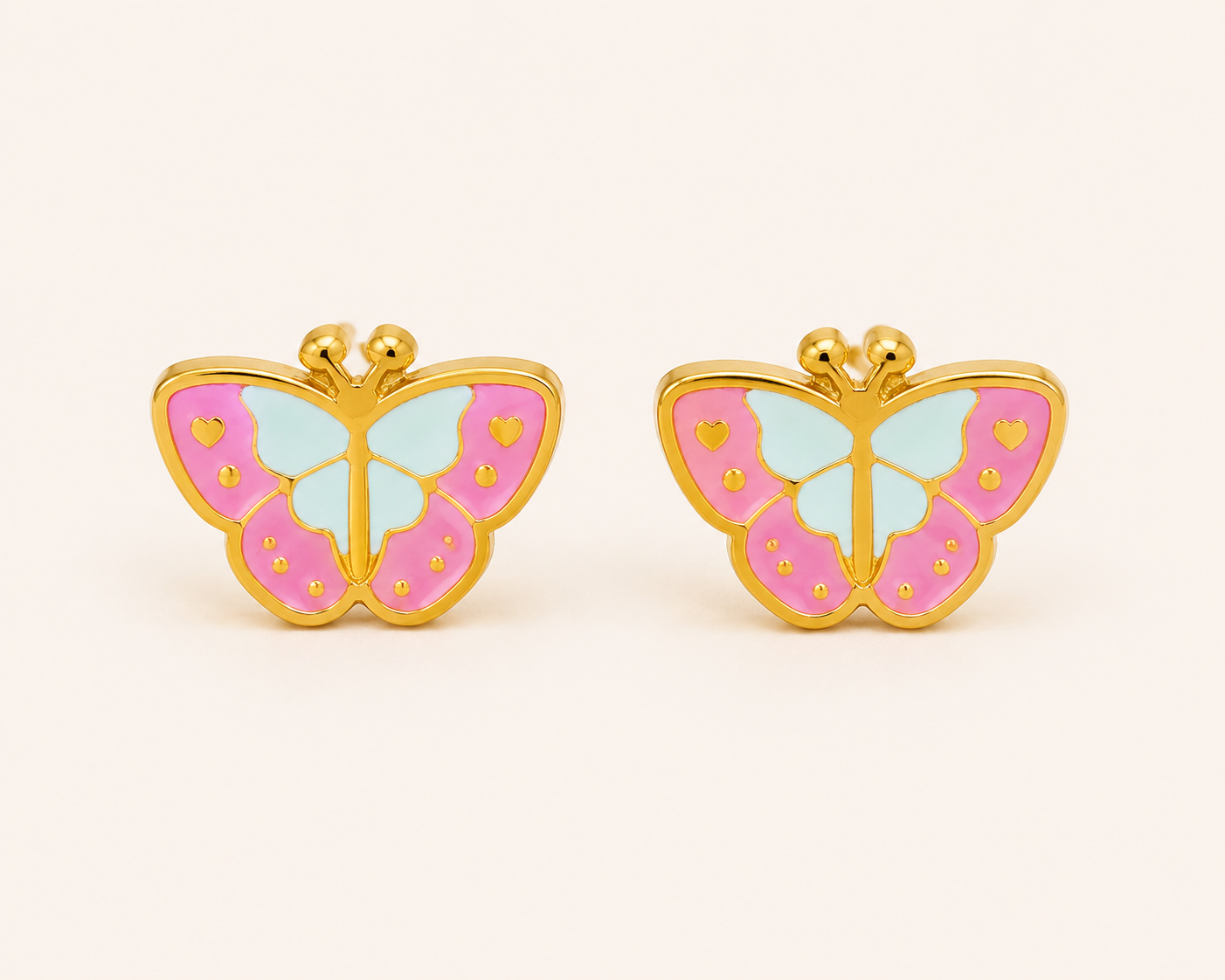 Candy Butterfly Stud Earrings - gold plated pastel enamel butterfly stud earrings for women