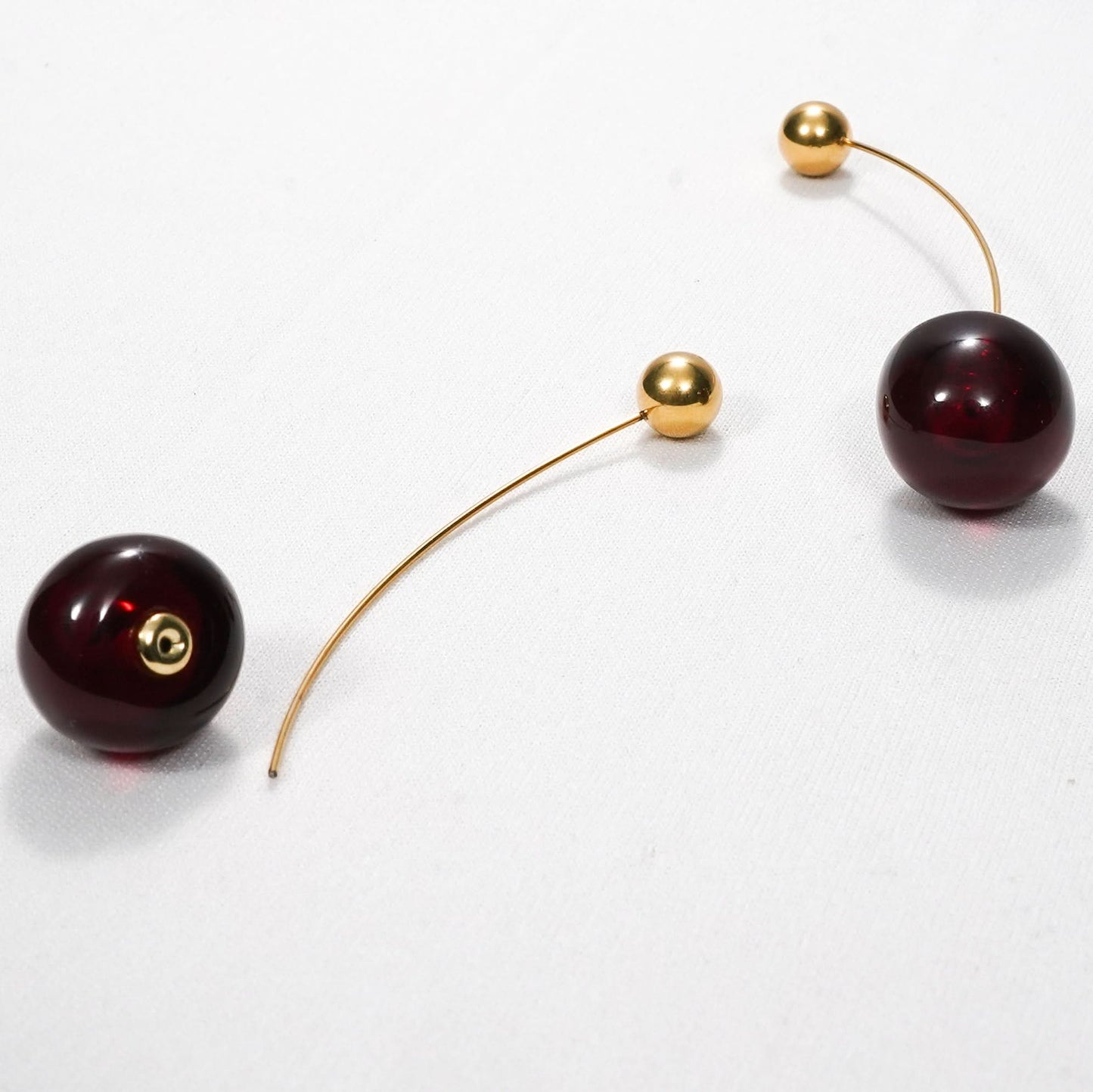 Celeste Crimson Cherry Drop Earrings - gold plated red cherry drop earrings for women - view 3