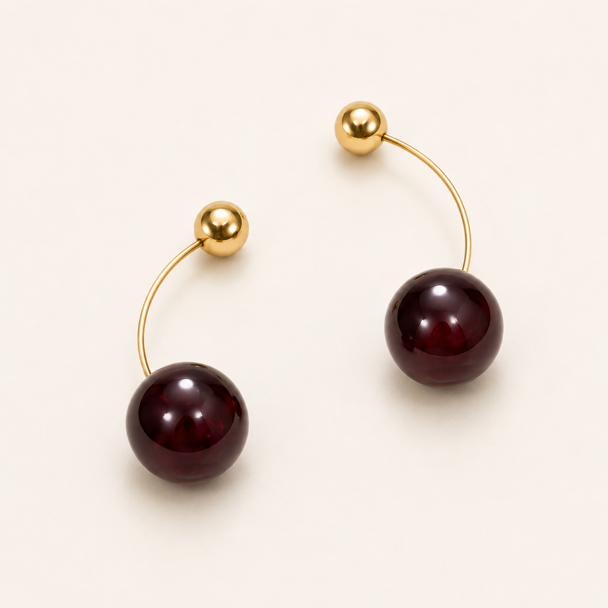 Celeste Crimson Cherry Drop Earrings - gold plated red cherry drop earrings for women